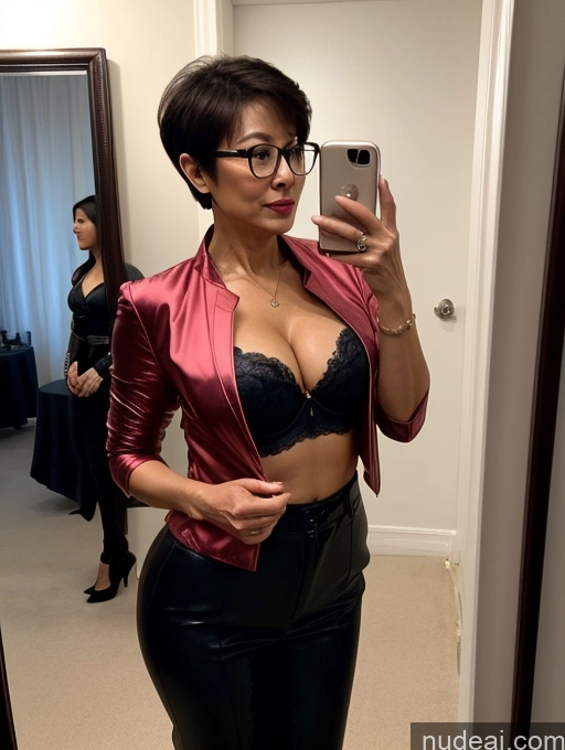 related ai porn images free for Milf Perfect Boobs Beautiful Glasses Perfect Body 50s Pixie Chinese Mirror Selfie Party Blouse Bra Jacket Suit Cleavage Dark Lighting Detailed