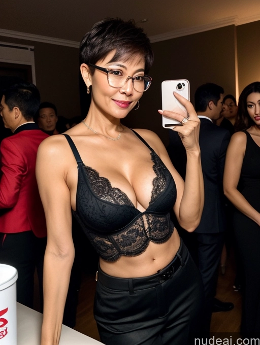 related ai porn images free for Milf Perfect Boobs Beautiful Glasses Perfect Body 50s Pixie Chinese Mirror Selfie Party Blouse Bra Jacket Suit Cleavage Dark Lighting Detailed