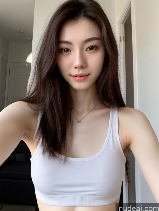 Sexyselfie Skinny Pubic Hair Fairer Skin 18 Long Hair Chinese Tank Top