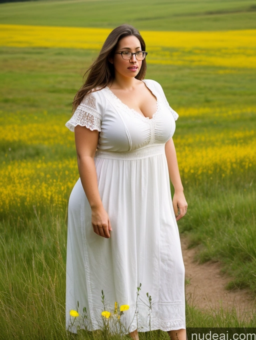 related ai porn images free for Woman One Huge Boobs Glasses Big Ass Fat Big Hips 30s Serious Brunette Long Hair White Meadow Medieval Dress