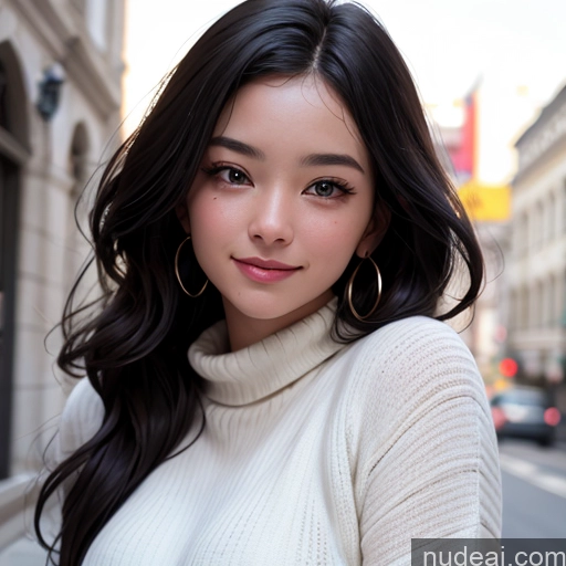 related ai porn images free for Woman Two 18 Black Hair Long Hair White Serious Happy Street Close-up View Blouse Sweater