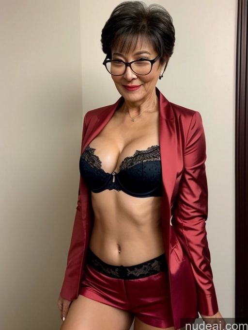 related ai porn images free for Milf Perfect Boobs Beautiful Glasses Perfect Body 70s Pixie Chinese Party Blouse Bra Jacket Stylish Suit Cleavage Dark Lighting Detailed