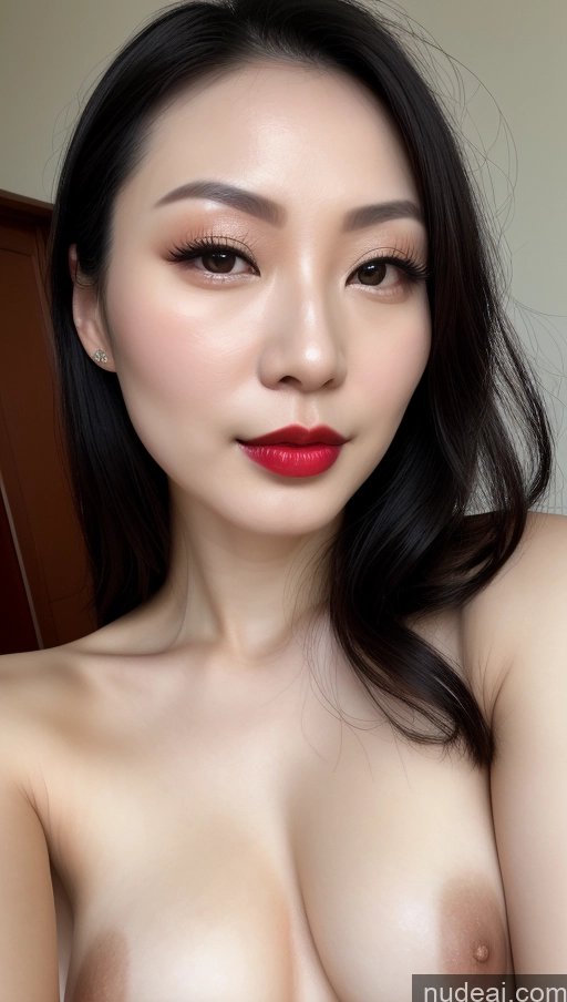 related ai porn images free for One Beautiful Lipstick Fairer Skin Detailed Small Tits Slicked Chinese 30s Model Black Hair Close-up View