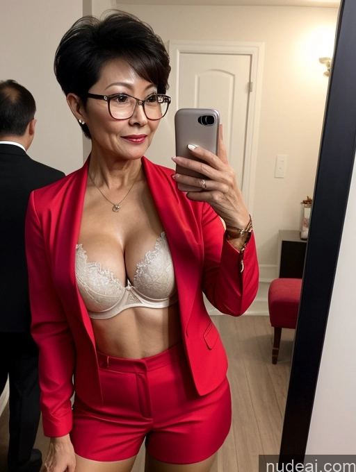 related ai porn images free for Milf Perfect Boobs Beautiful Glasses Perfect Body 50s Pixie Chinese Mirror Selfie Party Blouse Bra Jacket Suit Cleavage Dark Lighting Detailed Stylish Professor