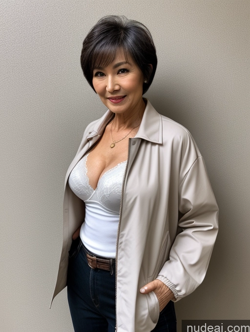 related ai porn images free for Milf Perfect Boobs Beautiful Perfect Body Short Hair 70s Chinese Blouse Bra Casual Jacket Professor Stylish Dark Lighting Detailed