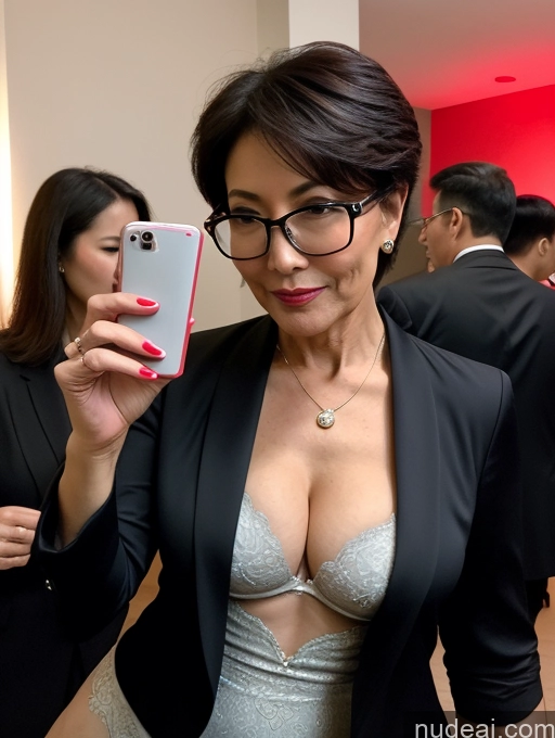 related ai porn images free for Milf Perfect Boobs Beautiful Glasses Perfect Body 50s Pixie Chinese Mirror Selfie Party Blouse Bra Jacket Suit Cleavage Dark Lighting Detailed Stylish Professor