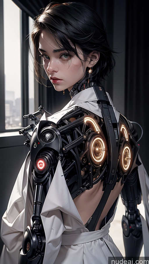 related ai porn images free for Dark Lighting Jewelry Partially Nude Futuristicbot V2 Maid 18 Serious Sexy Face Cyberpunk Cyborg Working Out Stylish Dress