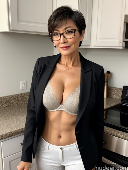 related ai porn images free for Milf Perfect Boobs Beautiful Perfect Body Chinese Kitchen Bra Casual Jacket Professor Stylish Suit Cleavage Detailed Sexy Face Glasses 50s Short Hair