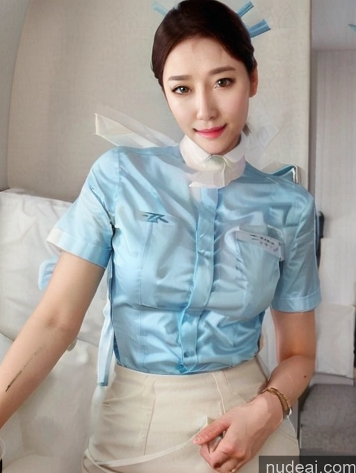 Perfect Body White After Shower Stewardess Uniform