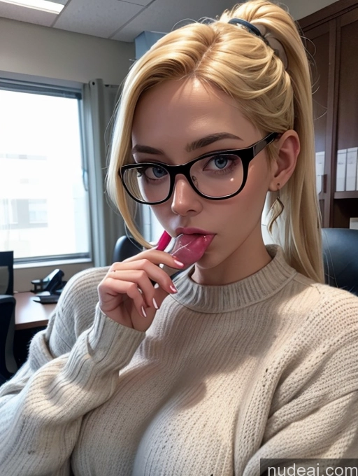 related ai porn images free for Blonde Simple Ponytail Glasses Chubby Blowjob Secretary Two Dress Stylish Office Woman 50s Sweater Transparent