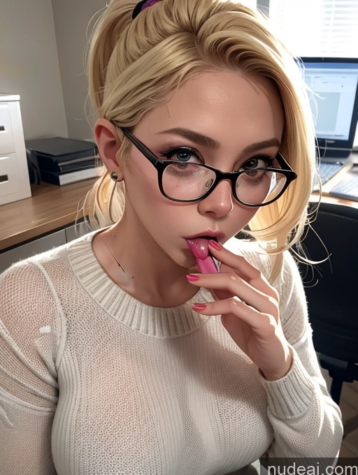 related ai porn images free for Blonde Simple Ponytail Glasses Chubby Blowjob Secretary Two Dress Stylish Office Woman 50s Sweater Transparent