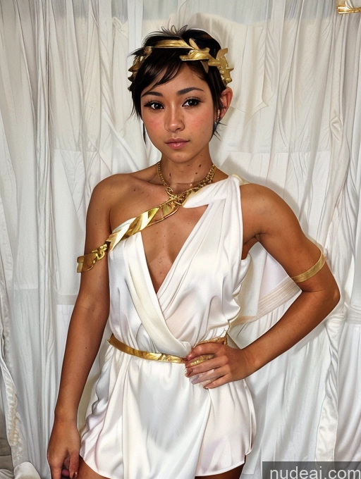 Woman Small Tits Skinny Short Tanned Skin 18 Brunette Pixie Japanese Roman Toga