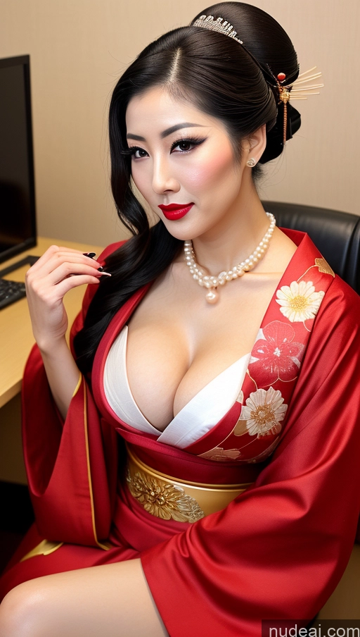 related ai porn images free for Busty Lipstick Pubic Hair 30s Black Hair Japanese Office Geisha Seductive Sexy Face Pearl Jewelry Cleavage Straight