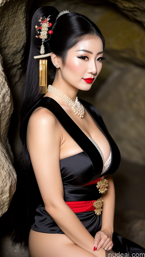 related ai porn images free for Busty Lipstick Pubic Hair 30s Black Hair Japanese Geisha Seductive Pearl Jewelry Cleavage Ponytail Cave