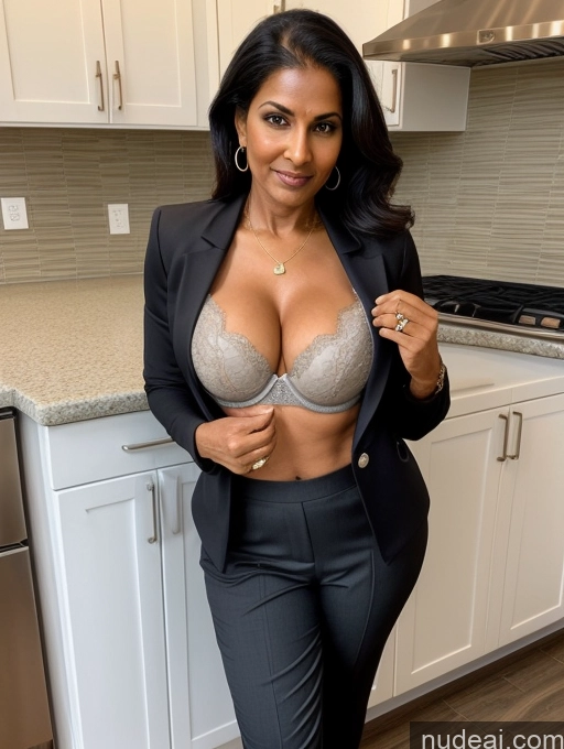 related ai porn images free for Milf Perfect Boobs Beautiful Perfect Body Dark Skin 60s Indian Kitchen Bra Casual Jacket Professor Stylish Suit Cleavage Detailed Sexy Face