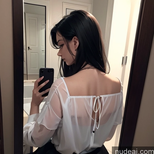 related ai porn images free for Woman One Huge Boobs Skinny 18 Serious Black Hair Long Hair White Close-up View Bathroom Mirror Selfie Blouse Goth