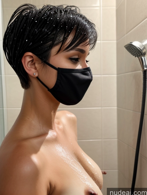 related ai porn images free for Woman Small Tits Beautiful Skinny Short Serious Black Hair Short Hair Shower Front View Face Mask Punk / Rock / Gothic