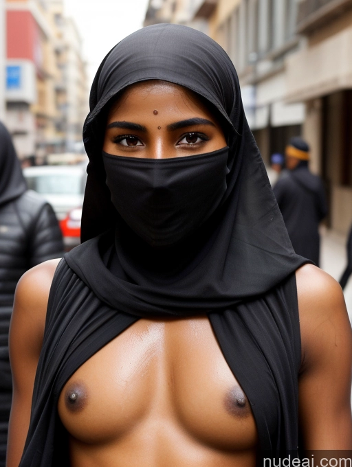 related ai porn images free for Detailed Alternative Niqab Front View Street Science Fiction Style Indian Sexy Face 18 Dark Skin Oiled Body Skinny