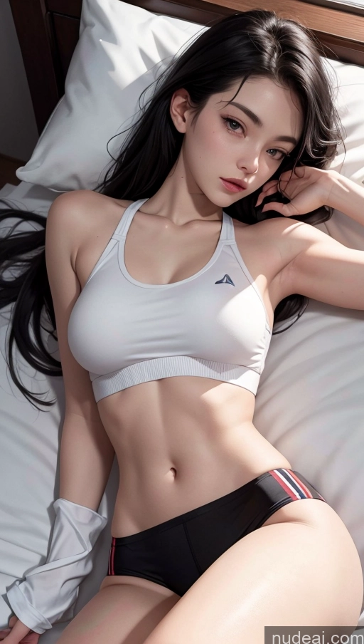 related ai porn images free for Model One Beautiful Fairer Skin 18 Seductive Black Hair Long Hair Asian Close-up View Sports Bra Bedroom On Back