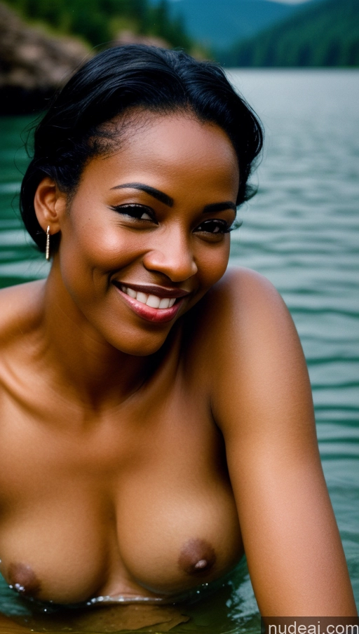 related ai porn images free for Woman Small Tits Skinny Short Dark Skin 40s Happy Black Hair Slicked African Lake Nude Dark Lighting Detailed Vintage Close-up View Jumping