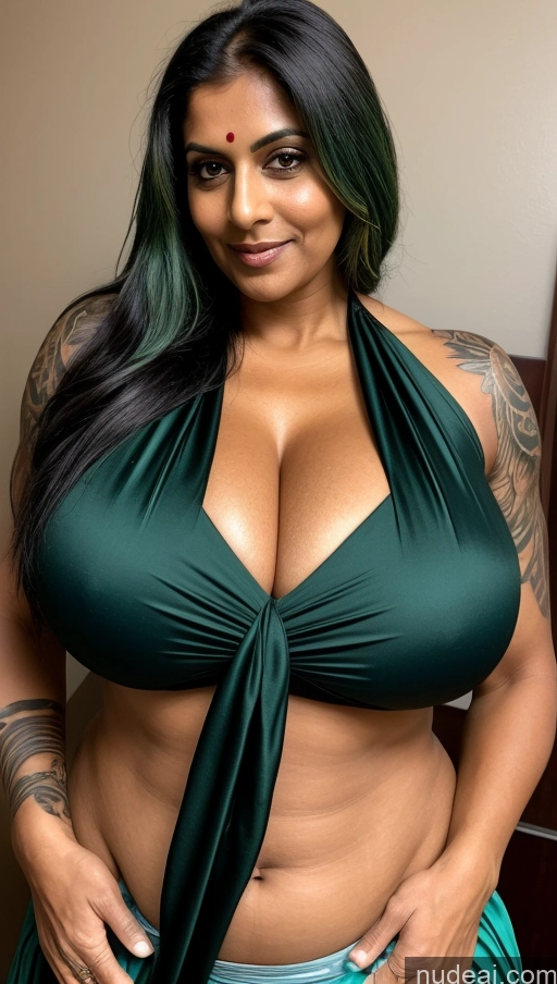 related ai porn images free for Milf Busty Huge Boobs Beautiful Tattoos Muscular Big Ass Thick Big Hips Tall Dark Skin Indian Close-up View T-pose Sexy Face Abs 40s Blouse Sari Lake Green Hair