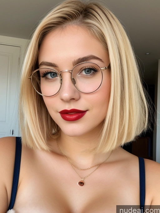 related ai porn images free for Busty Bobcut Blonde 18 Lipstick Thin Round Glasses