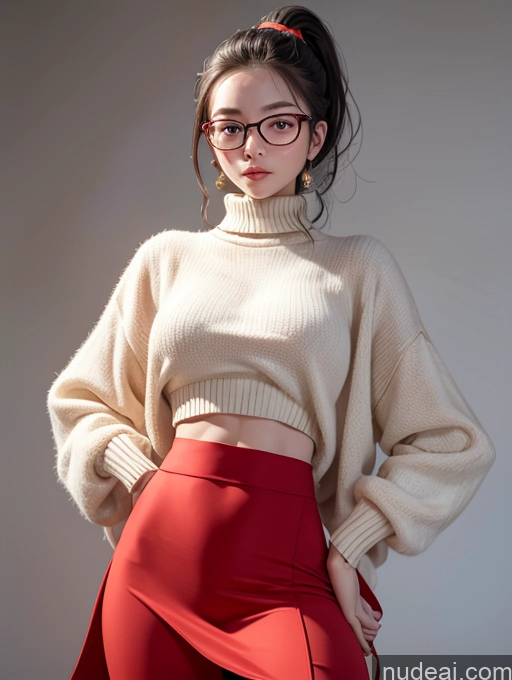 related ai porn images free for Beautiful Perfect Body 18 Small Tits Chinese Model Ponytail Yoga Glasses Sweater Long Skirt