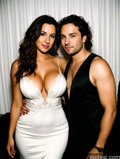 related ai porn images free for Woman + Man Several Busty Big Ass Chubby Big Hips Fairer Skin 30s Brunette Messy White Film Photo Party Dress Stylish Wedding Cleavage Dark Lighting Detailed