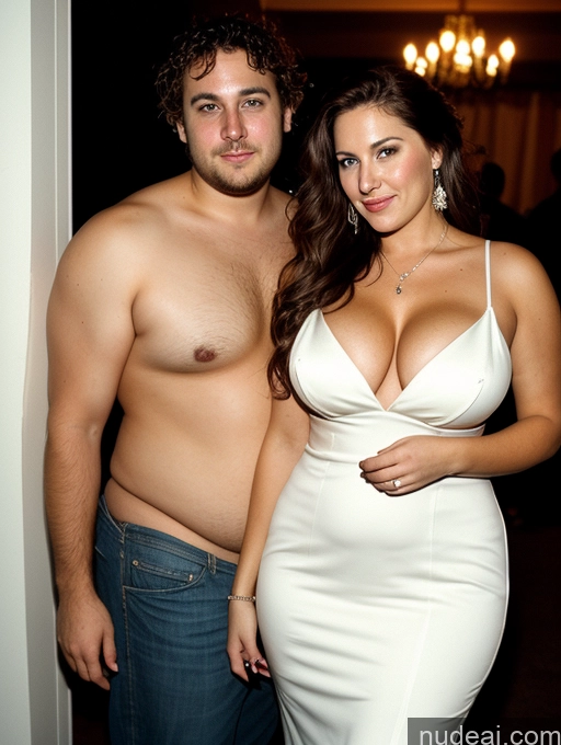 related ai porn images free for Woman + Man Several Busty Big Ass Chubby Big Hips Fairer Skin 30s Brunette Messy White Film Photo Party Dress Stylish Wedding Cleavage Dark Lighting Detailed