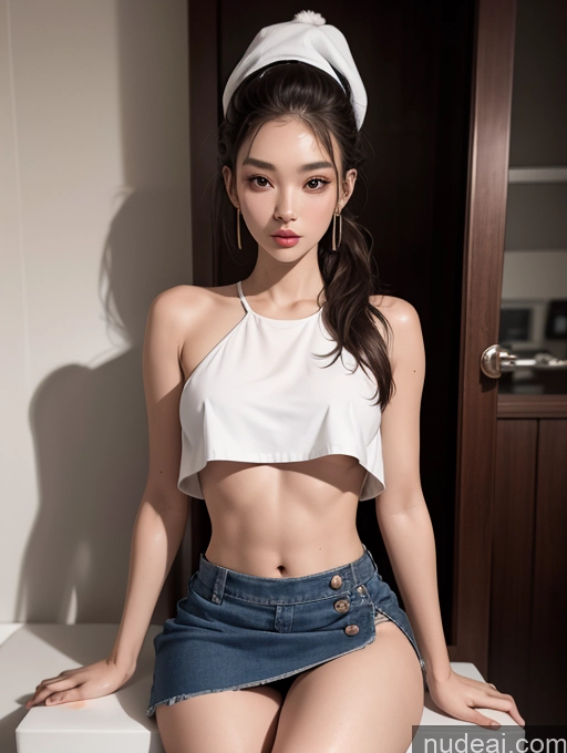 related ai porn images free for Miss Universe Model Small Tits Beautiful Perfect Body 18 Ponytail Bathroom Korean Crop Top Micro Skirt Hat