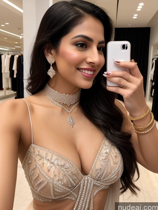 related ai porn images free for Miss Universe Model One Perfect Boobs Beautiful Perfect Body Fairer Skin 20s Happy Sexy Face Black Hair Straight Indian Front View Choker Bright Lighting Detailed Cleavage Transparent Sari Mall Mirror Selfie Diamond Jewelry