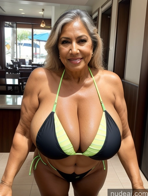 related ai porn images free for Milf One Busty Huge Boobs Tanned Skin 70s Brazilian Front View Microkini Thong Waitress