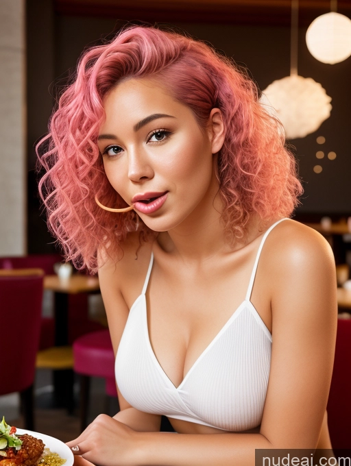 related ai porn images free for Woman One Big Hips Big Ass 18 Pink Hair Curly Hair German 3d Restaurant Front View Eating Stylish Bright Lighting