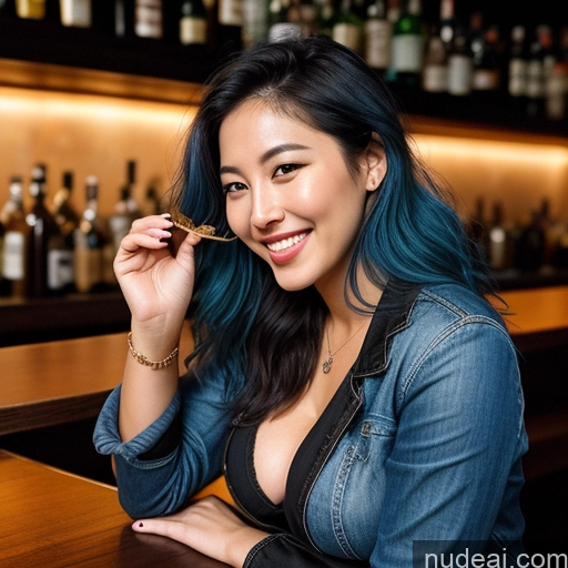 related ai porn images free for Woman Busty Perfect Boobs Beautiful Big Ass Perfect Body 20s Happy Laughing Blue Hair Messy Korean Film Photo Bar Front View Eating Dress Jacket Cleavage Jewelry Dark Lighting Detailed