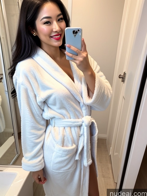 related ai porn images free for Miss Universe Model One Perfect Boobs Small Tits Beautiful Lipstick Perfect Body 20s Happy Black Hair Long Hair Japanese Mirror Selfie Front View Bathroom Bathrobe