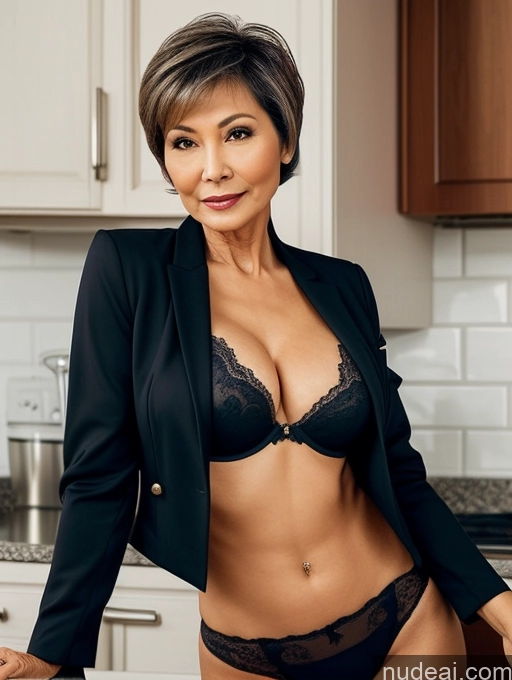 related ai porn images free for Milf Two Perfect Boobs Beautiful Perfect Body 70s Bra Jacket Professor Stylish Suit Cleavage Detailed Sexy Face Short Hair Kitchen Asian