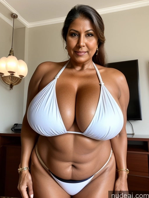 related ai porn images free for Milf One Busty Huge Boobs Thick Tanned Skin Indian Front View Microkini Maid Thong 60s