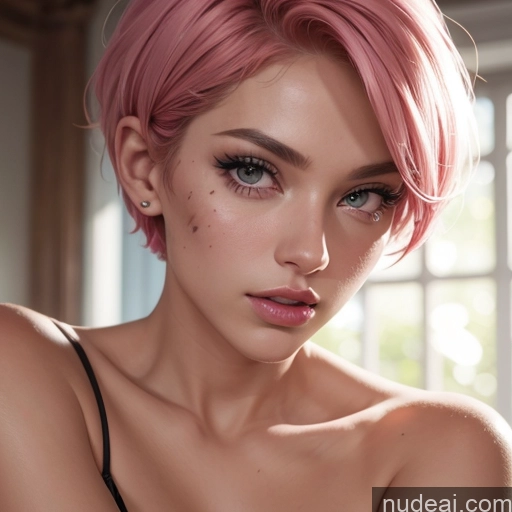 related ai porn images free for Beautiful 20s Skin Detail (beta) Bikini Bright Lighting Detailed Seductive Close-up View Miss Universe Model Pink Hair Short Hair