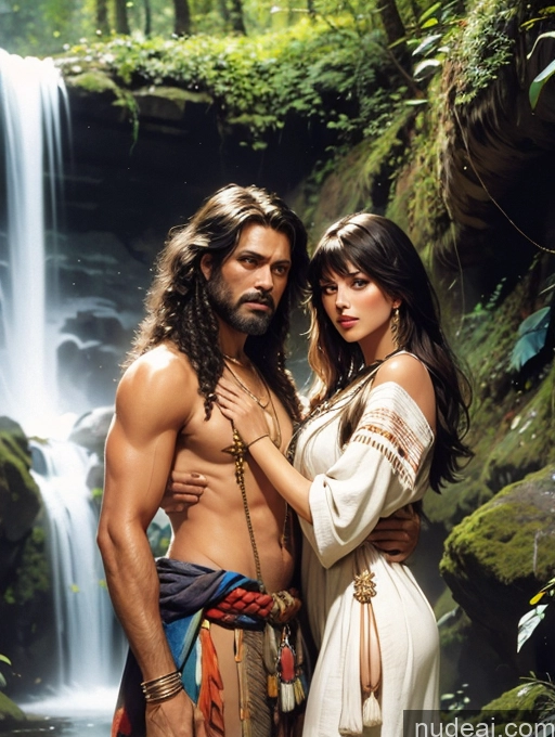 related ai porn images free for Tanned Skin Native American Tribal GZCfinal Waterfall Forest Art By Boris Vallejo Boris Vallejo Art Style Fr4z3tt4 Bangs Traditional Woman + Man Jewelry