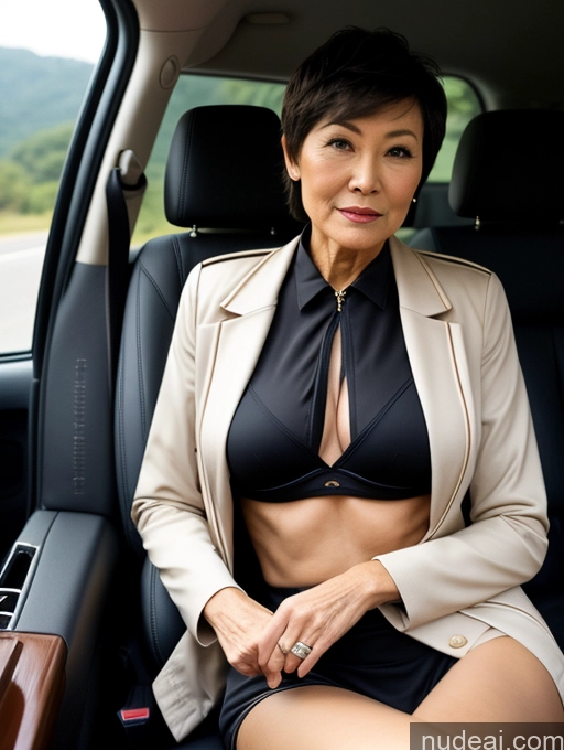 related ai porn images free for Milf Two Perfect Body Perfect Boobs Beautiful 70s Sexy Face Short Hair Chinese Car Bra Jacket Suit Stylish Secretary Professor Dark Lighting Cleavage