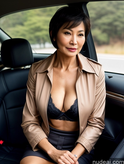 related ai porn images free for Milf Two Perfect Body Perfect Boobs Beautiful 70s Sexy Face Short Hair Chinese Car Bra Jacket Suit Stylish Secretary Professor Dark Lighting Cleavage