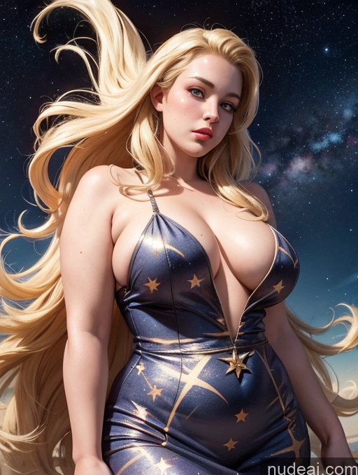 related ai porn images free for Woman One Blonde Long Hair German Chubby Stargazing Dress Front View Thick 20s Fat