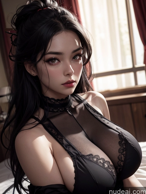 related ai porn images free for Black Hair Long Hair Close-up View Huge Boobs Sexy Face 18 Blouse Shirt Serious Bedroom Goth Genshin-ganyu, Bare Shoulders