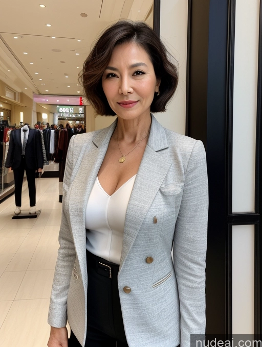 related ai porn images free for Milf Two Perfect Body Perfect Boobs Beautiful 70s Short Hair Chinese Mall Blouse Bra Casual Jacket Suit Stylish Secretary Professor Cleavage Detailed Sexy Face Shirt