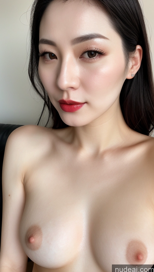 related ai porn images free for Woman One Beautiful Close-up View Fairer Skin Black Hair Slicked Small Tits Lipstick 30s Korean Detailed