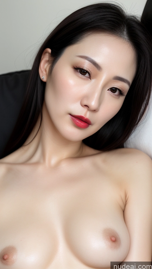 related ai porn images free for Woman One Beautiful Lipstick Fairer Skin Black Hair Slicked Korean Close-up View Small Tits 40s