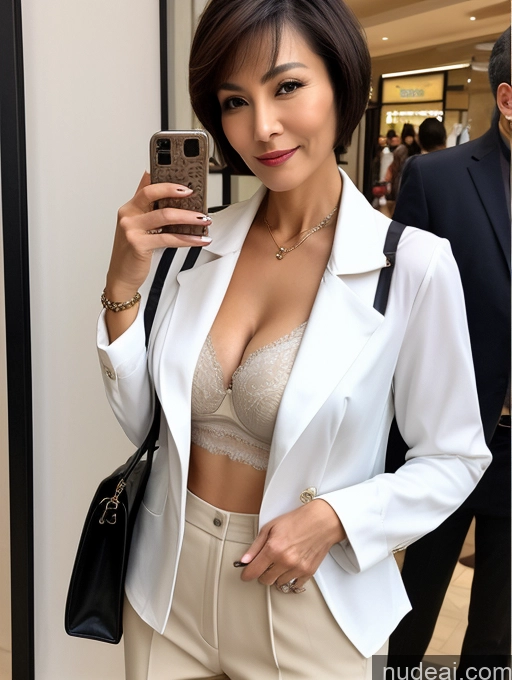 related ai porn images free for Milf Two Perfect Boobs Beautiful Perfect Body Short Hair 70s Chinese Mall Blouse Bra Casual Jacket Professor Secretary Shirt Stylish Suit Cleavage Detailed Sexy Face