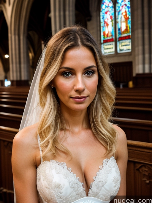 related ai porn images free for Woman One Small Tits Beautiful Skinny Long Hair 20s Serious Blonde White Soft + Warm Church Front View Wedding Cleavage Dark Lighting Detailed