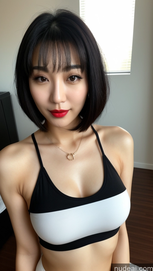 related ai porn images free for Woman One Beautiful Lipstick 30s Black Hair Close-up View Korean Small Tits Tank Top Bobcut