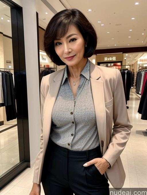 related ai porn images free for Milf Perfect Boobs Perfect Body 70s Short Hair Chinese Mall Blouse Bra Casual Suit Shirt Stylish Secretary Professor Jacket Cleavage Detailed